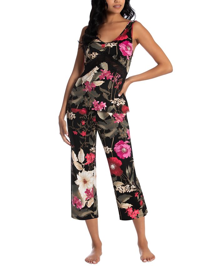 Linea Donatella Magnolia Floral Print Tank Top Capri Pants Sleep