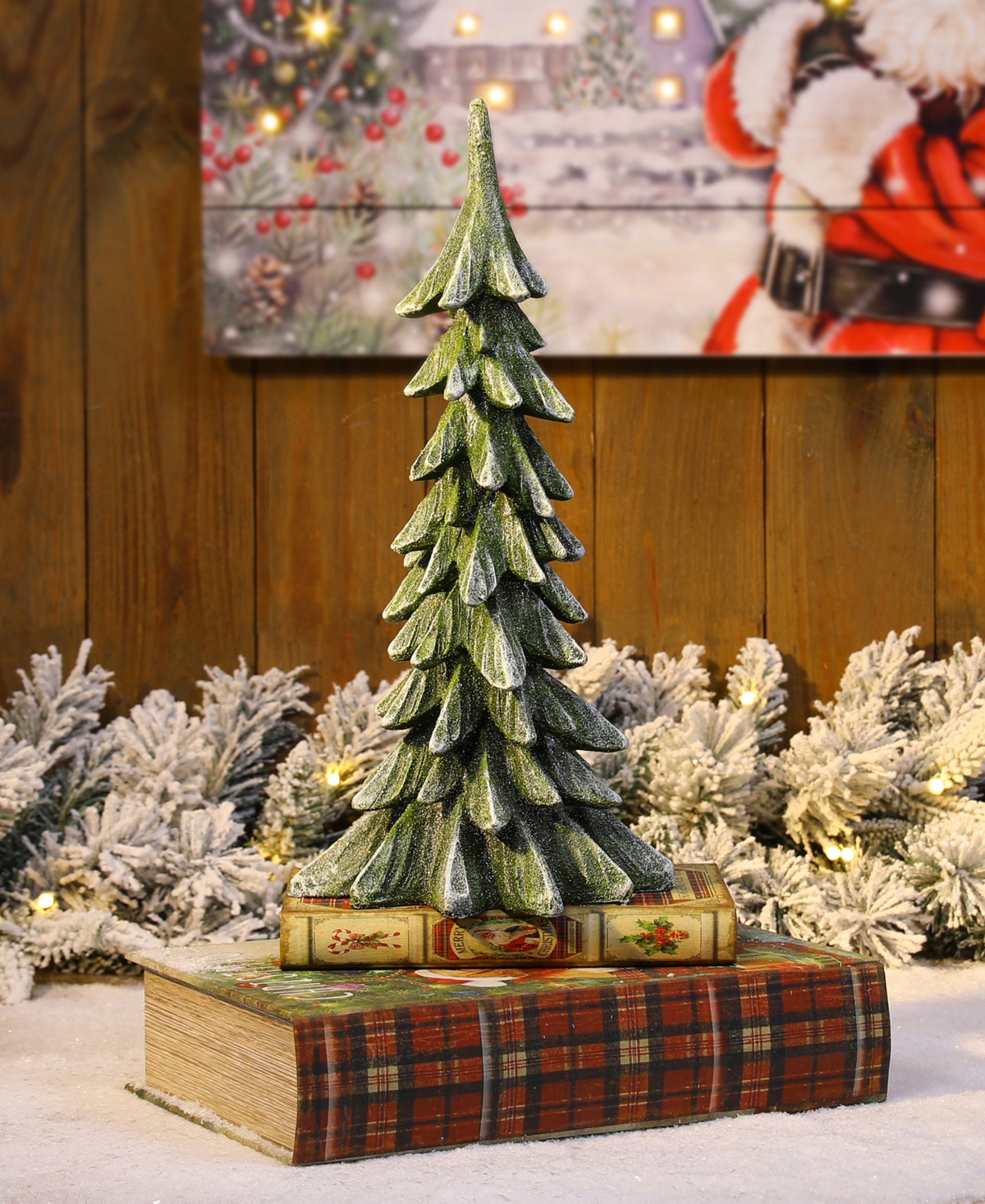 Glitzhome Resin Christmas Table Tree Decor,