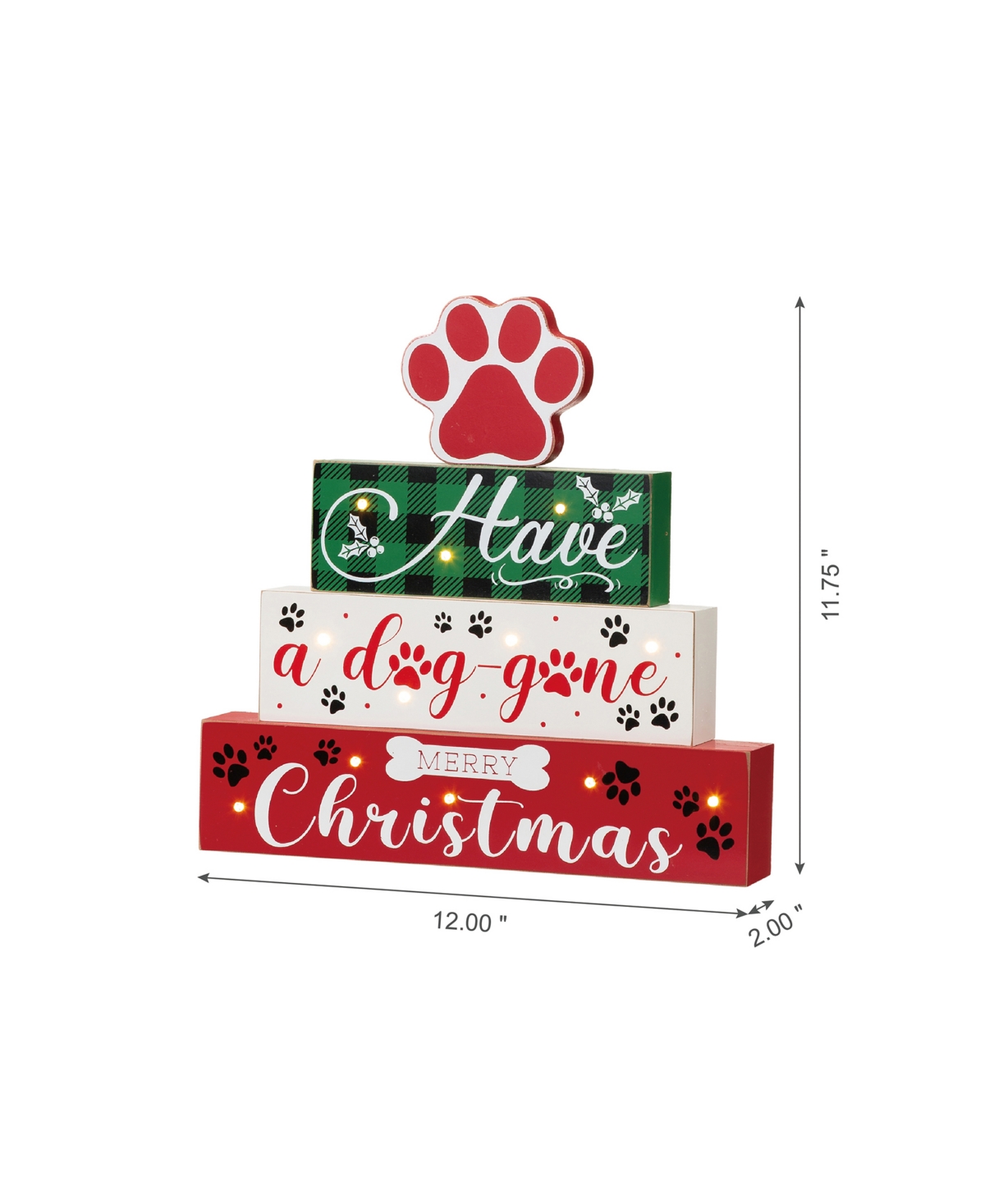 Glitzhome Lighted Wooden Pet Block Word Sign,