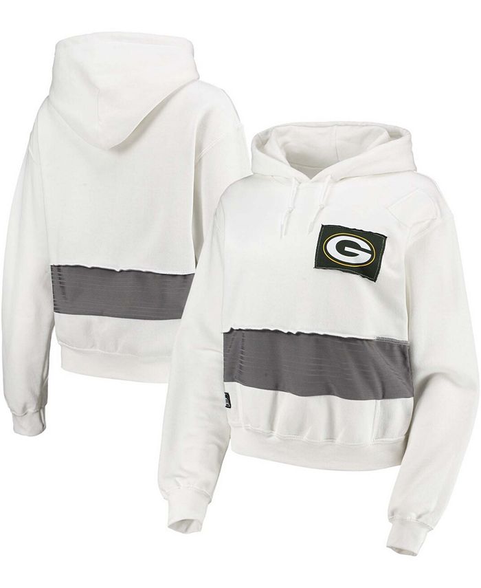 Refried Apparel Women's White Green Bay Packers Crop Pullover