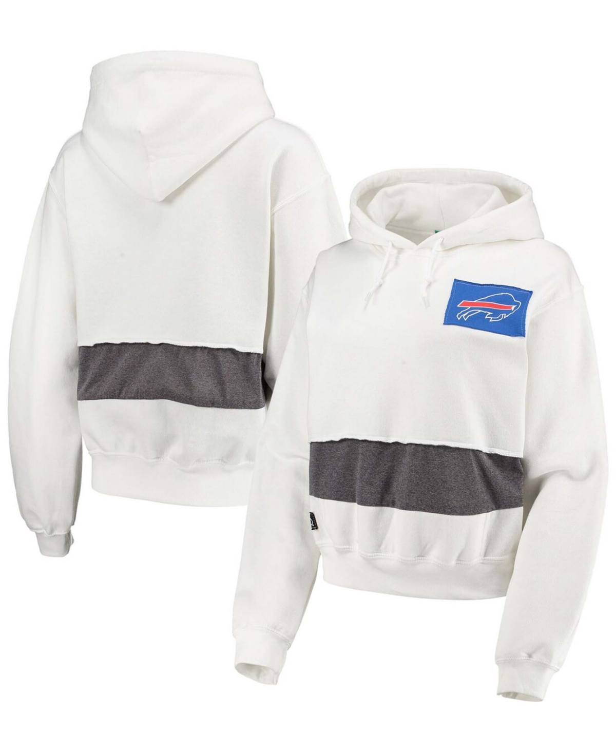 Women's White Buffalo Bills Crop Pullover Hoodie - White