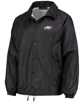 Men's Black Philadelphia Eagles Coaches Classic Raglan Full-Snap Windbreaker Jacket