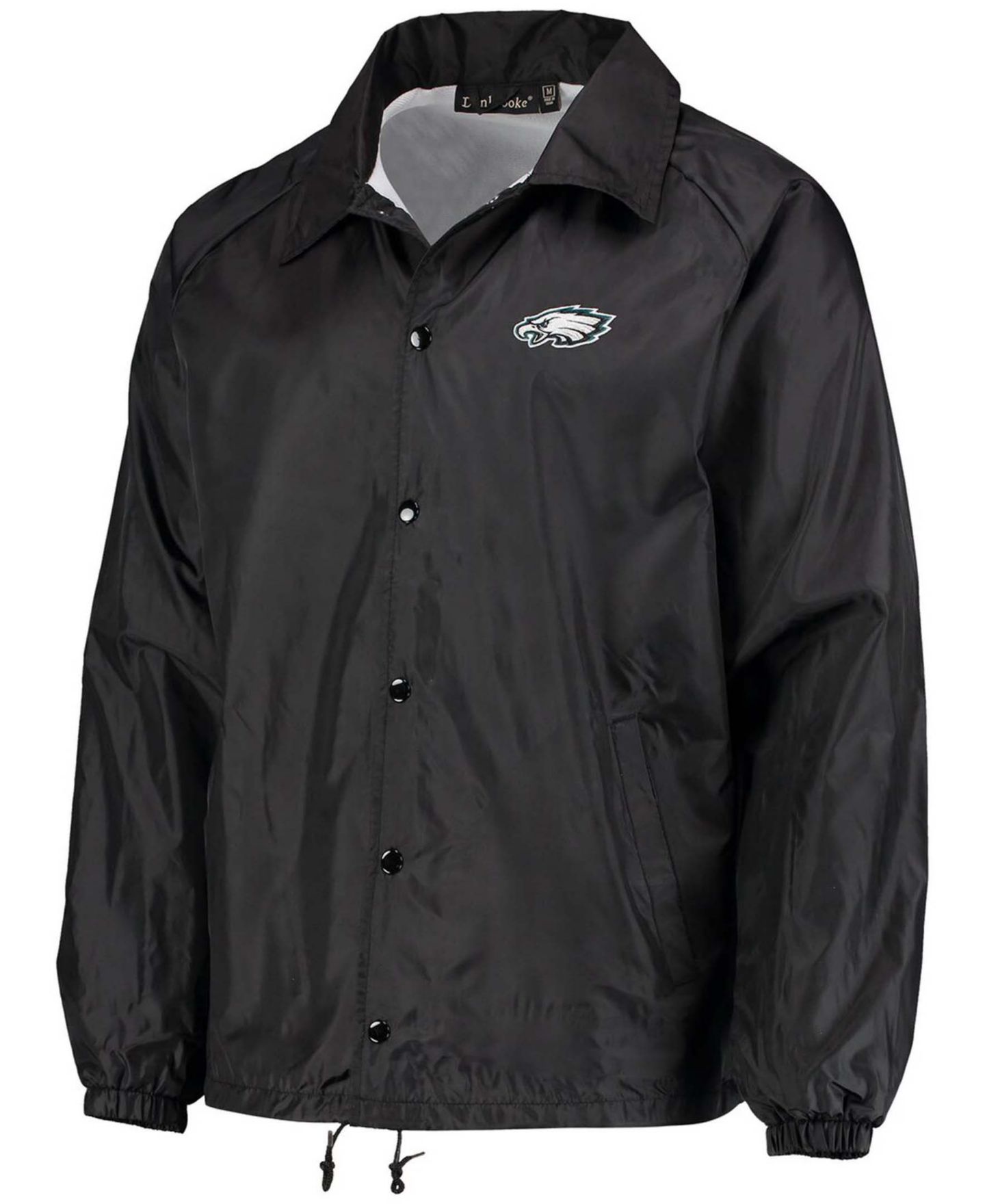 Мужская куртка Dunbrooke Black Philadelphia Eagles Coaches Classic Raglan Full-Snap Windbreaker — фото 4