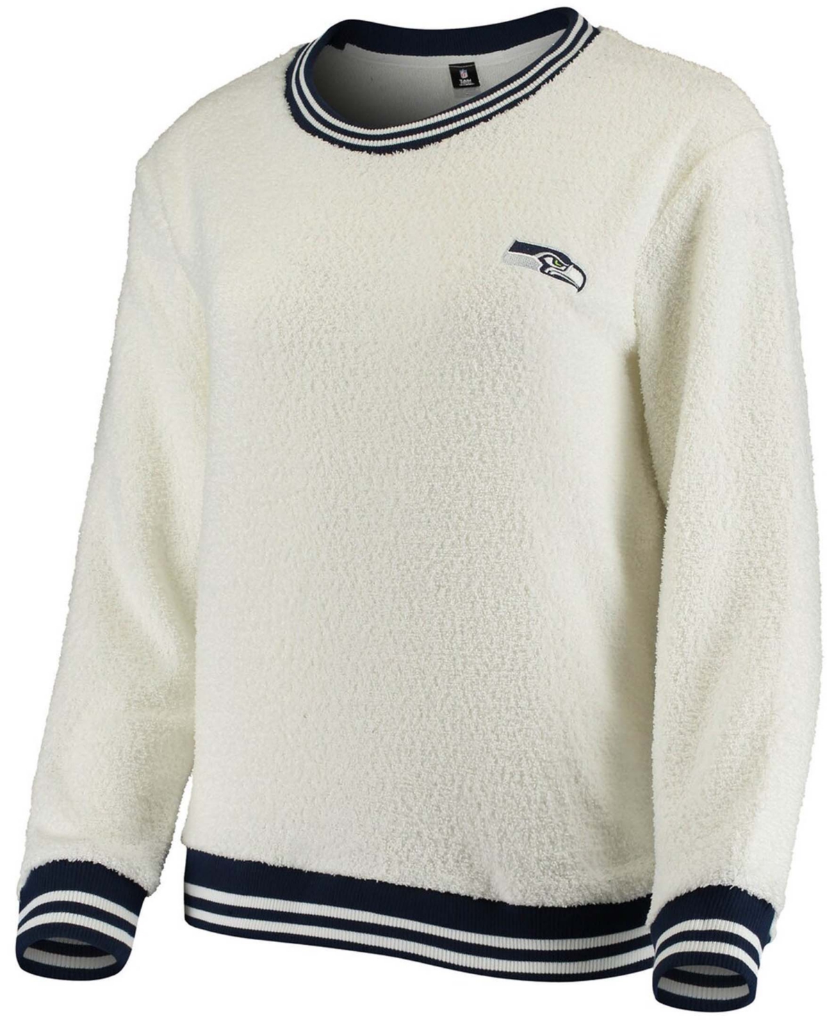 Shop Concepts Sport Women's Cream, Navy Seattle Seahawks Granite Knit Pullover Sweatshirt In Cream,navy