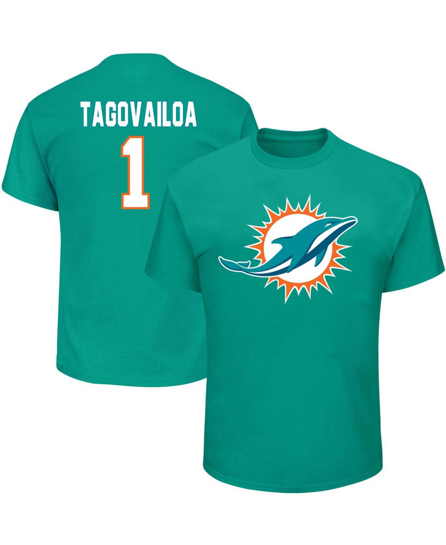 Мужская футболка Fanatics Big and Tall Tua Tagovailoa Aqua Miami Dolphins Eligible Receiver Iii Name & Number — фото 1