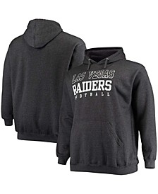 Men's Big and Tall Heathered Charcoal Las Vegas Raiders Practice Pullover Hoodie