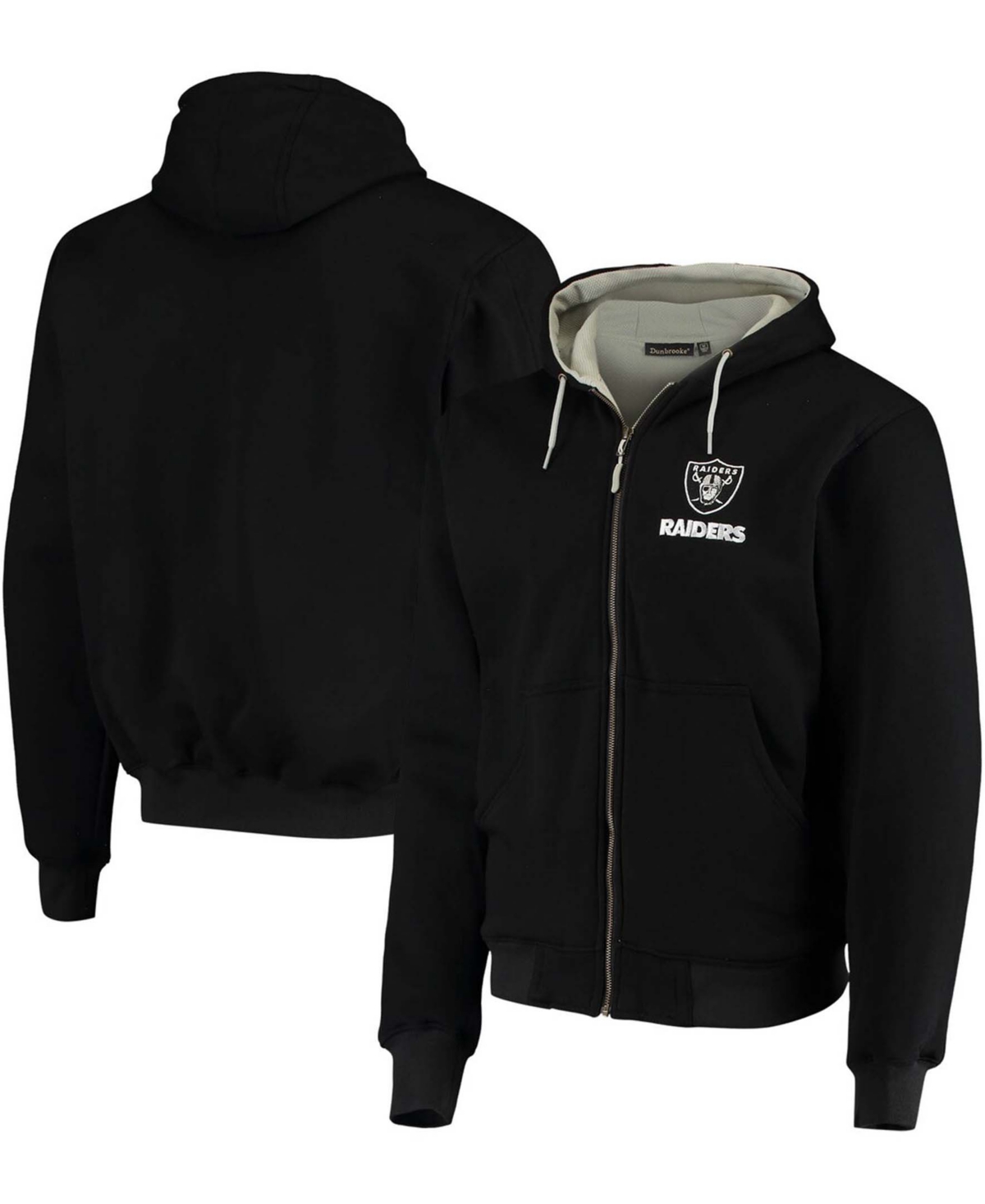 DUNBROOKE MEN'S DUNBROOKE BLACK LAS VEGAS RAIDERS CRAFTSMAN THERMAL-LINED FULL-ZIP HOODIE 