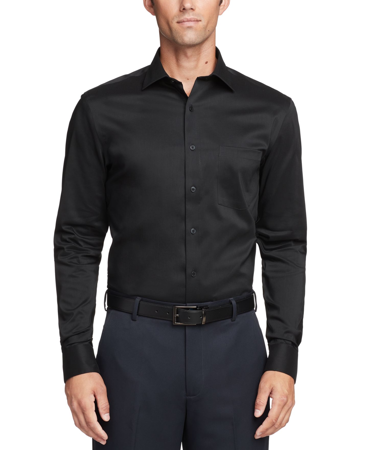 Мужская рубашка Van Heusen Regular-Fit Ultraflex Dress Shirt, цвет: Чёрный — фото 1