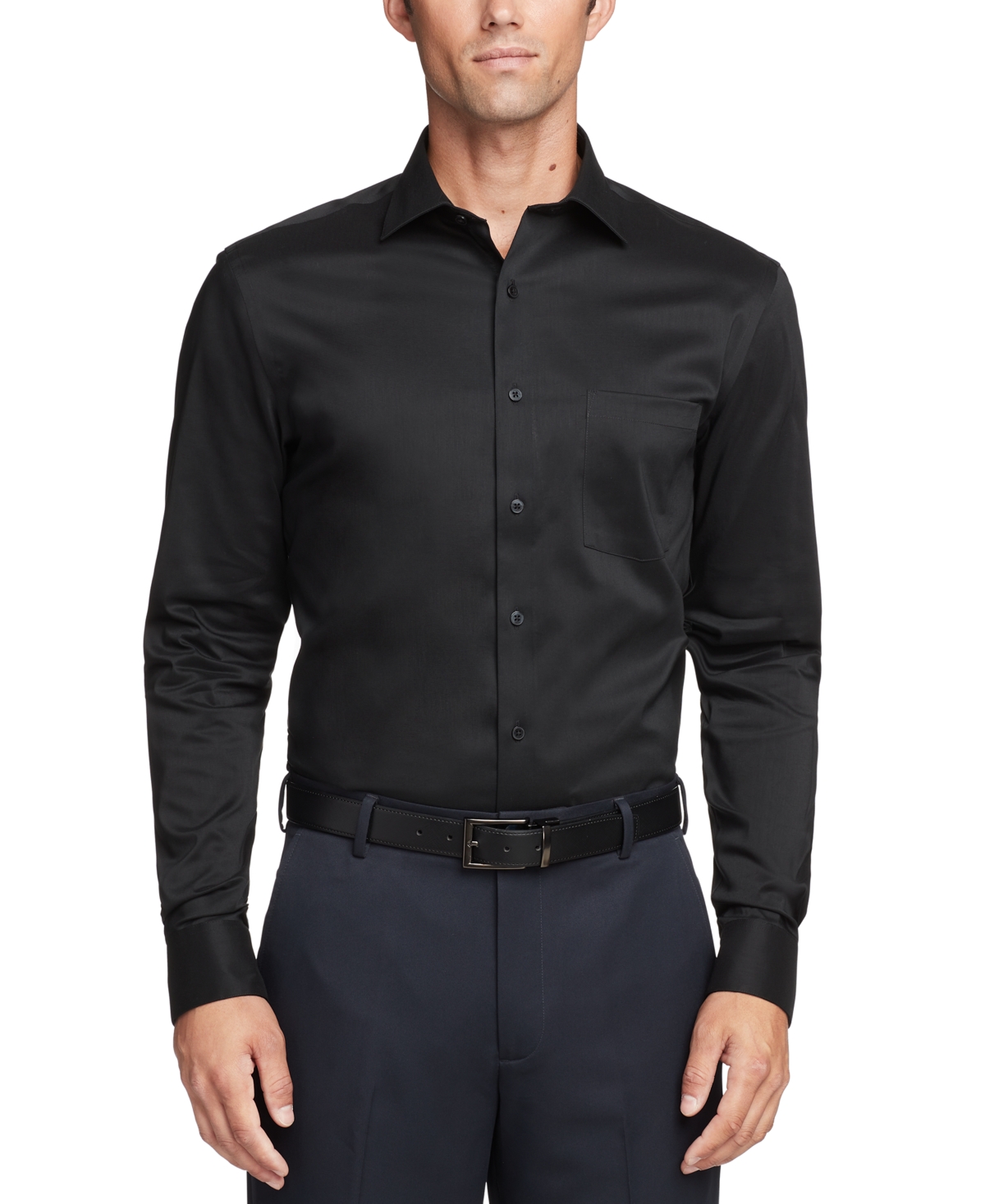 Shop Van Heusen Men's Regular-fit Ultraflex Dress Shirt In Black