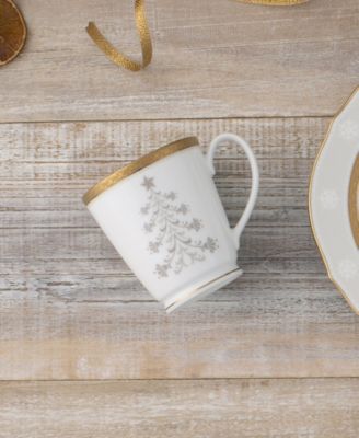 Charlotta Gold Set of 4 Holiday Tree Mugs, 12 oz.