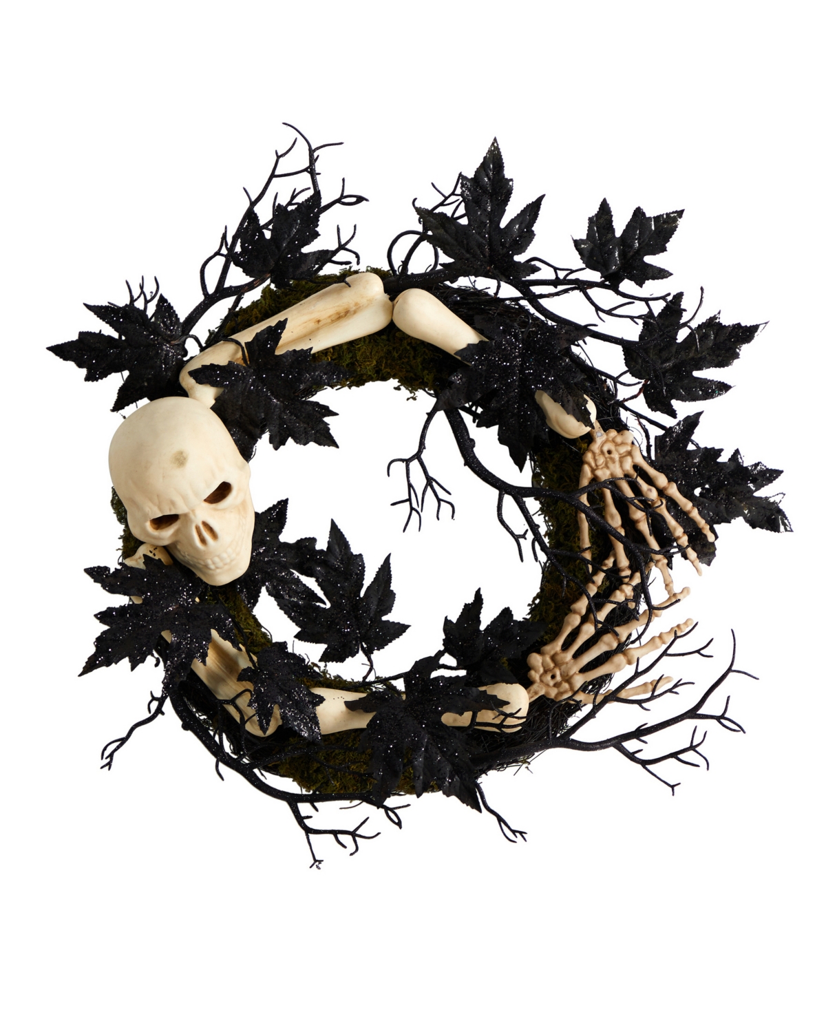 24" Halloween Skull and Bones Wreath - Black