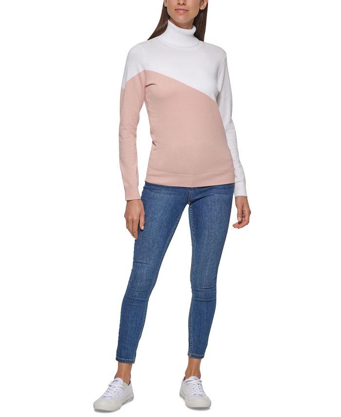 Calvin klein colorblock turtleneck sweater discount