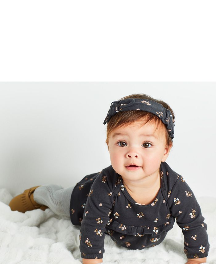 Carter's Baby Girls 2Pc. FloralPrint Bodysuit Dress & Head Wrap Set