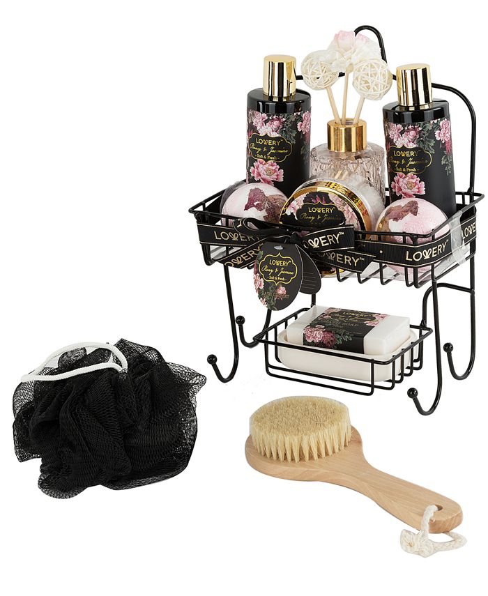 Lovery Peony and Jasmine Body Care, Bath and Shower Caddy Gift Set, 11 ...