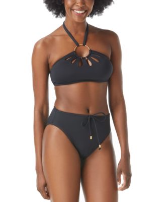 Vince Camuto Logo Ring Cutout Halter Bikini Top Bottoms Women's Swimsuit