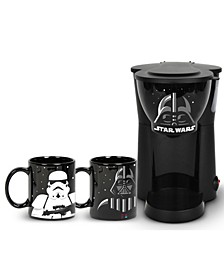 Star Wars Darth Vader and Stormtrooper Single Cup Coffee Maker Gift Set with 2 Mugs