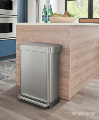 55 Liter Rectangular Kitchen Trash Can with Liner Pocket