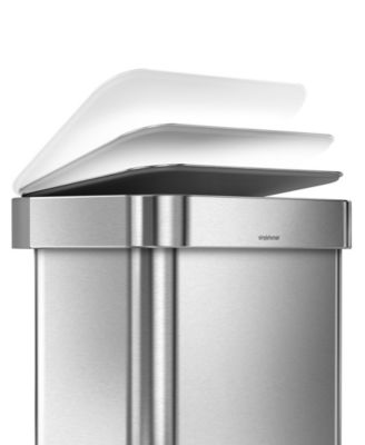 45 Liter Rectangular Liner Rim Steel Kitchen Trash Can with Liner Pocket