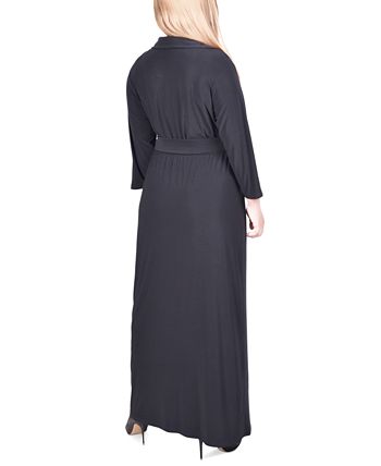 NY Collection - Plus Size Faux-Wrap Maxi Dress