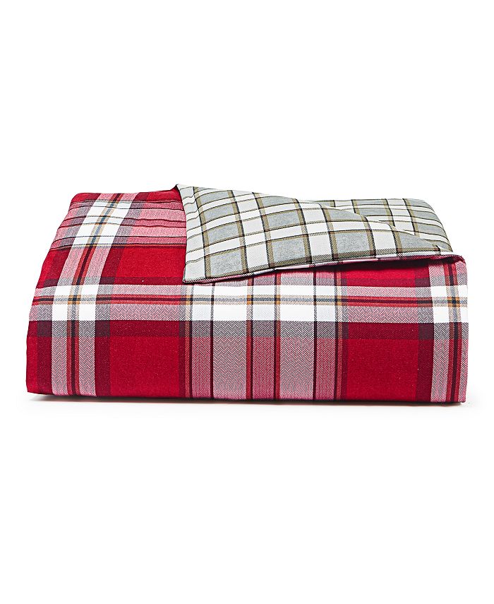 Martha Stewart Collection Holiday Flannel Red Plaid Full/Queen Duvet ...