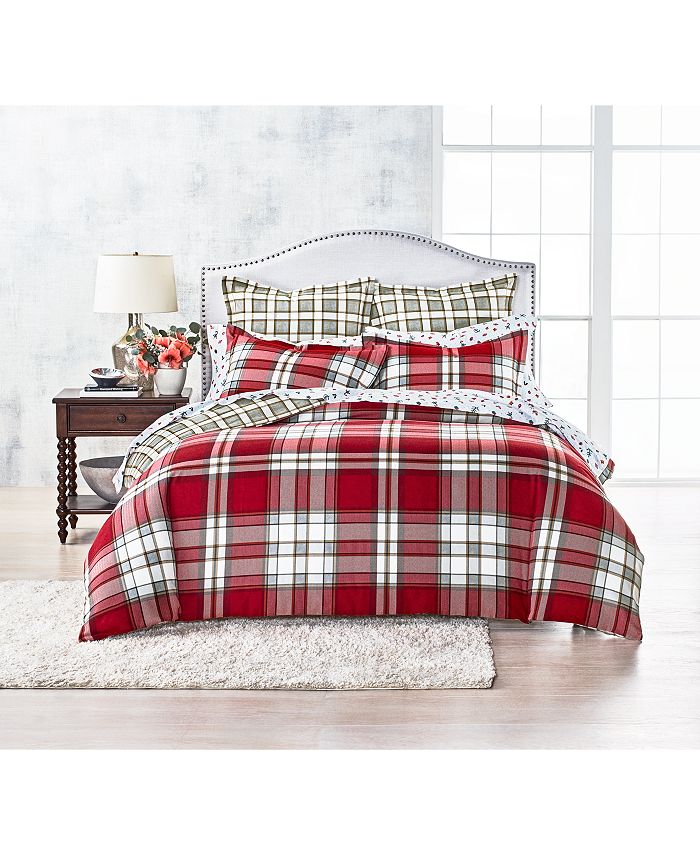 Martha Stewart Collection Candyland Plaid Flannel Comforter, Full/Queen