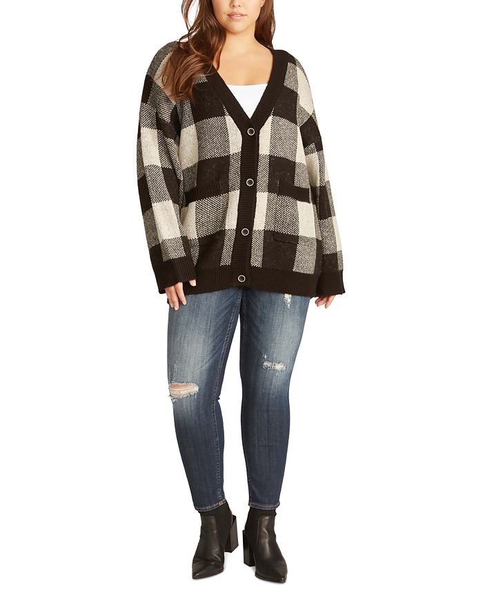 Vigoss Trendy Plus Size Plaid Button Down Cardigan Macy s