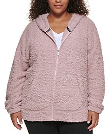 Plus Size Shaggy Knit Hoodie