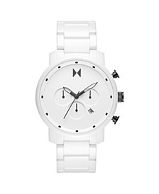 Chrono White Ceramic Bracelet Watch 45mm
