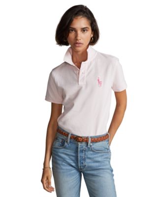 Polo Ralph Lauren Women's Pink Pony Cotton Mesh Polo Shirt