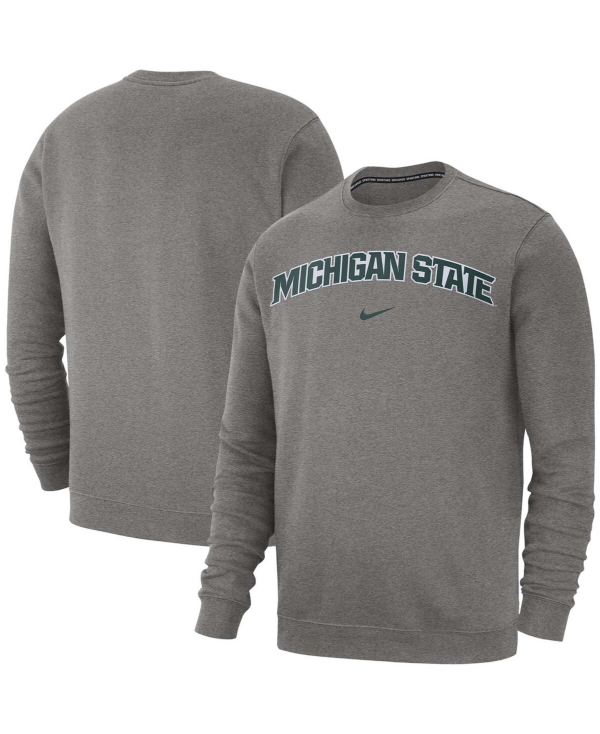 Shop Nike Men's Michigan State Spartans Club Fleece Sweatshirt In Heather Gray