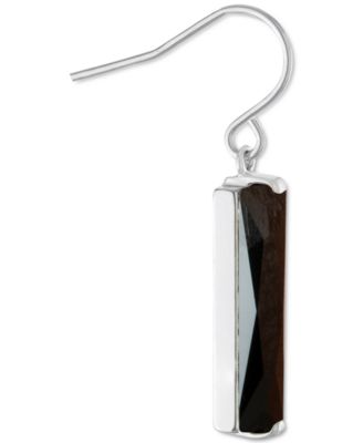 Color Crystal Rectangle Drop Earrings in Sterling Silver