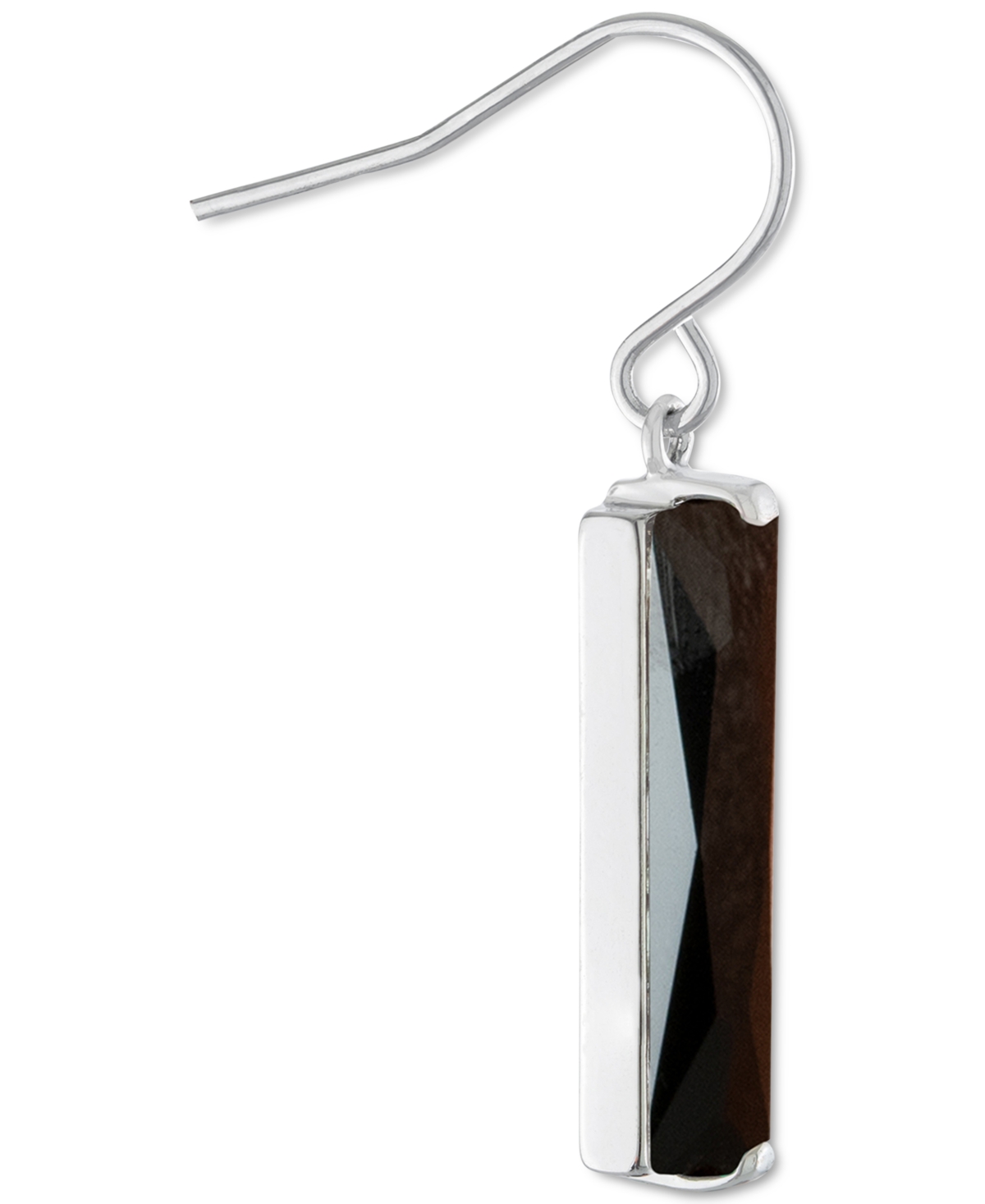 Macy's Color Crystal Rectangle Drop Earrings In Sterling Silver In Black