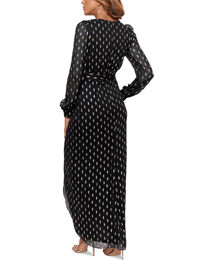 betsy and adam printed pleated gown