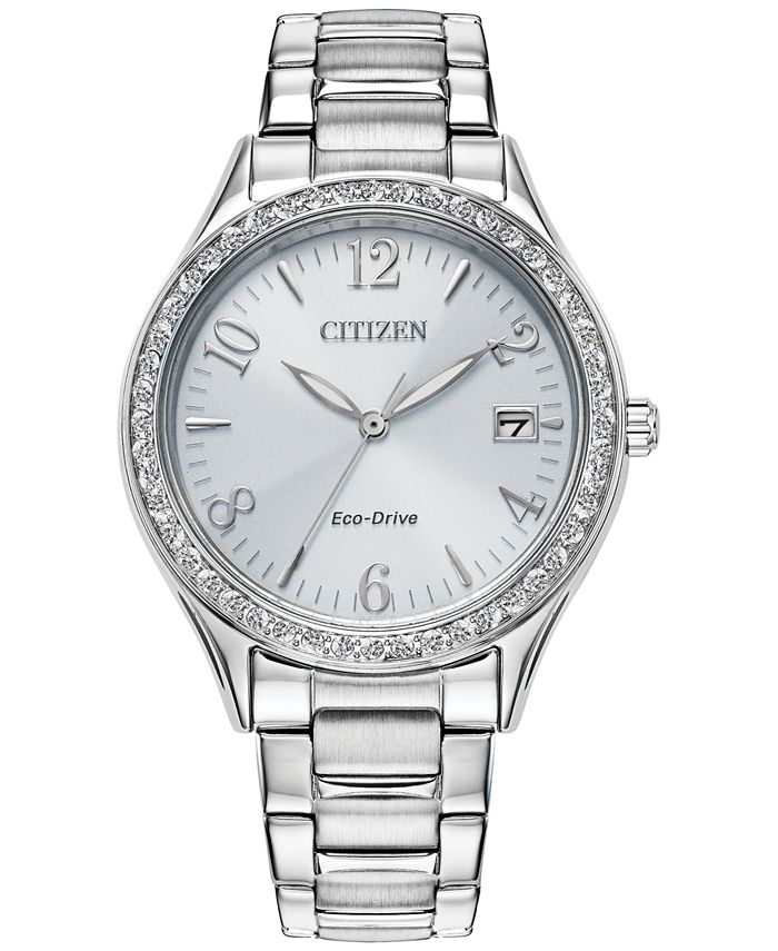 Women's Citizen Watch Silver Louisville Cardinals Eco-Drive White Dial Stainless Steel