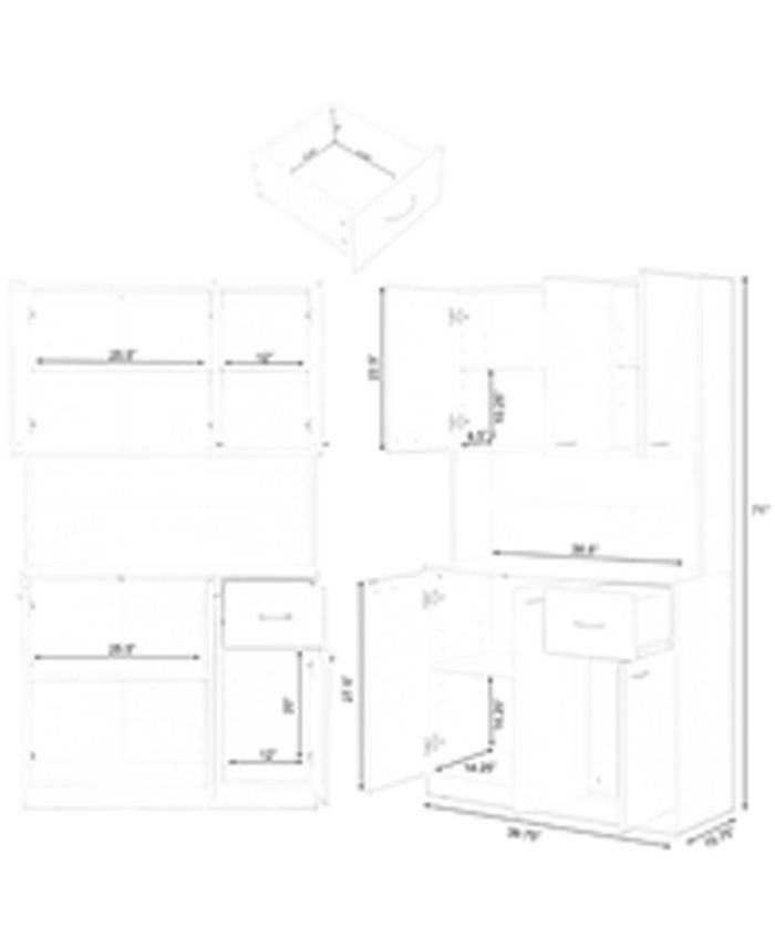 Basicwise Kitchen Pantry Storage with Drawer, Doors and Shelves