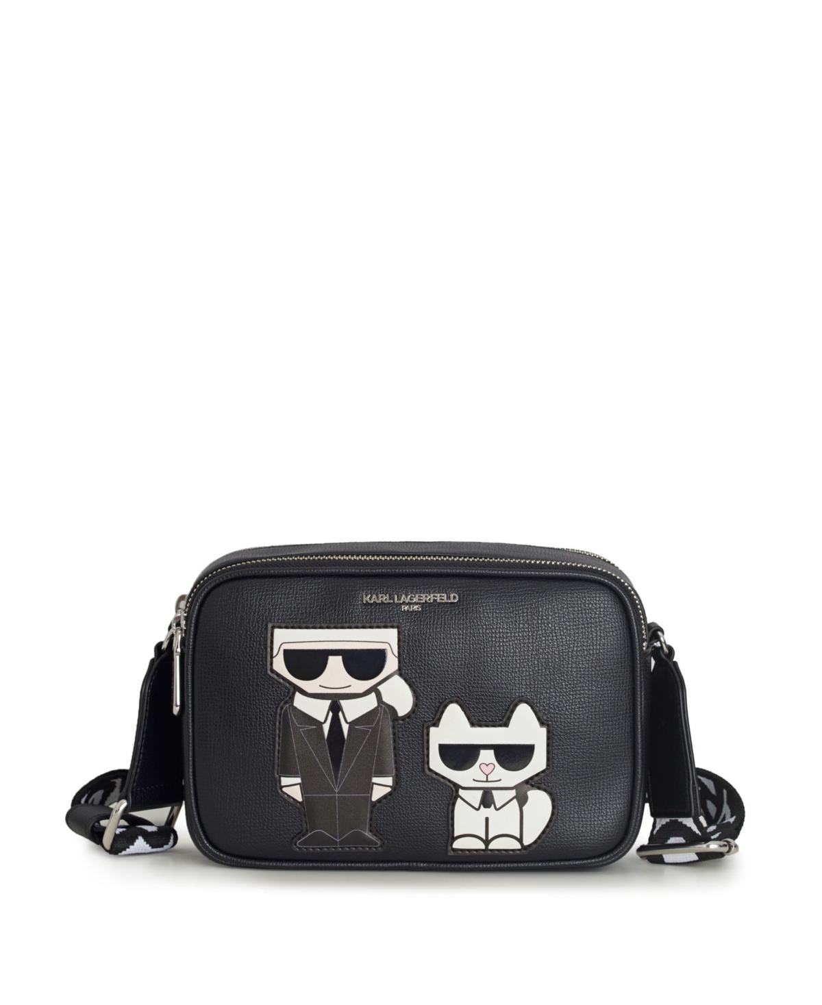 Shop Karl Lagerfeld Maybelle Karl And Choupette Crossbody In Black