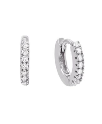 Cubic Zirconia Mini Huggie Earring in 14k Gold Plated Over Sterling Silver - Silver 34$