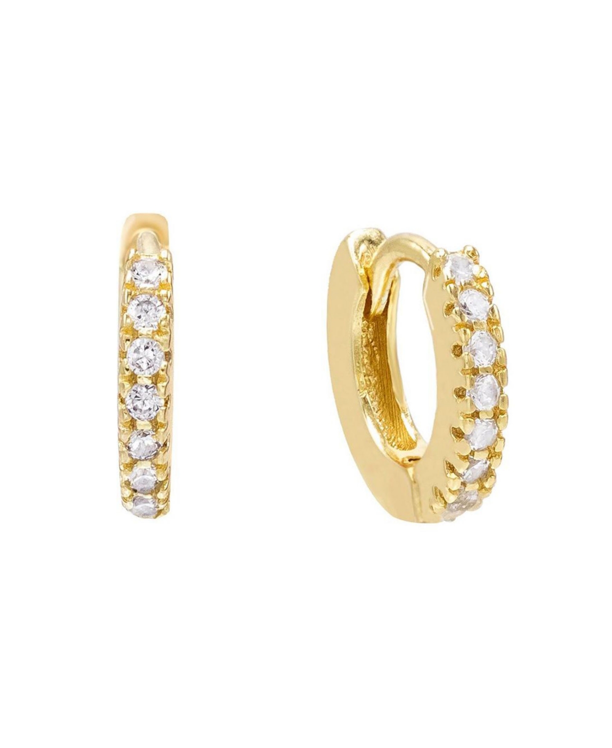 By Adina Eden Cubic Zirconia Mini Huggie Earring in 14k Gold Plated Over Sterling Silver