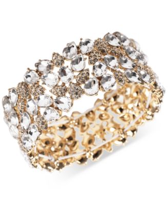 I.N.C. International Concepts - Gold-Tone Multi-Crystal Cluster Stretch Bracelet