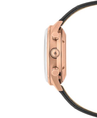 Men's Swiss Automatic Chronograph Multifort Black Leather Strap Watch 42mm