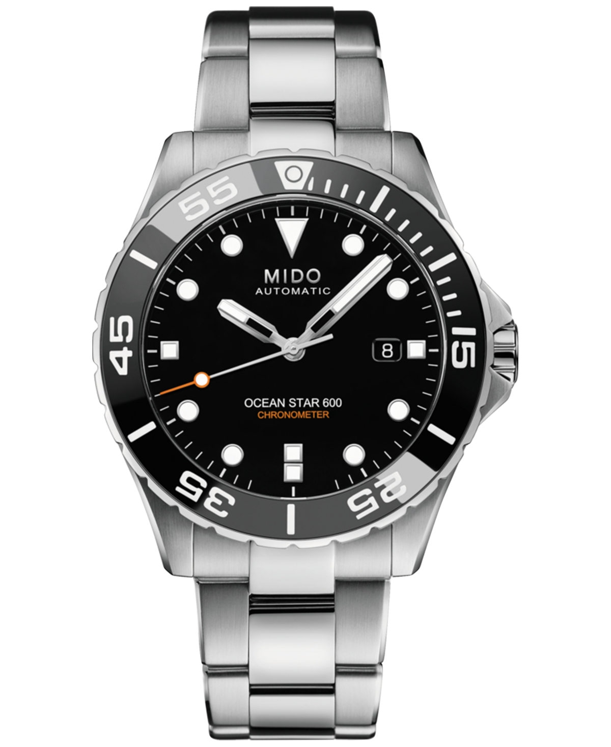 Mido Men's Swiss Automatic Ocean Star 600 Chronometer Stainless Steel Bracelet Watch 44mm In Black