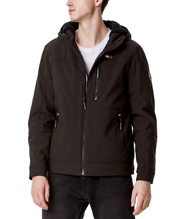 Tommy Hilfiger Men's Sherpa Lined Softshell Hooded Jacket Green Size XX-Large
