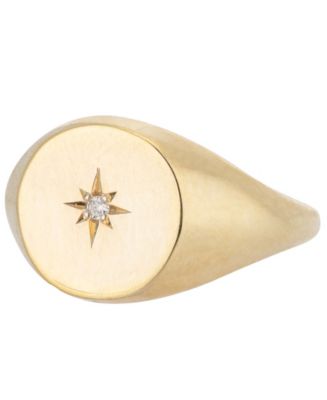 Sarah Chloe 14K Gold Plated Alana Pinky Signet Ring with Starburst ...