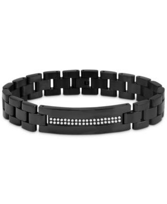 Macy's - Men's Diamond Double Row Link Bracelet (1/2 ct. t.w.) in Black Ion-Plated Stainless Steel