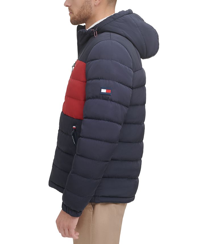 Tommy Hilfiger Men's Sherpa Lined Hooded Quilted Puffer Jacket