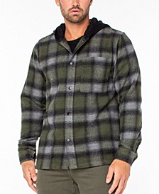 Men's Check Hooded Overshirt with Fleece