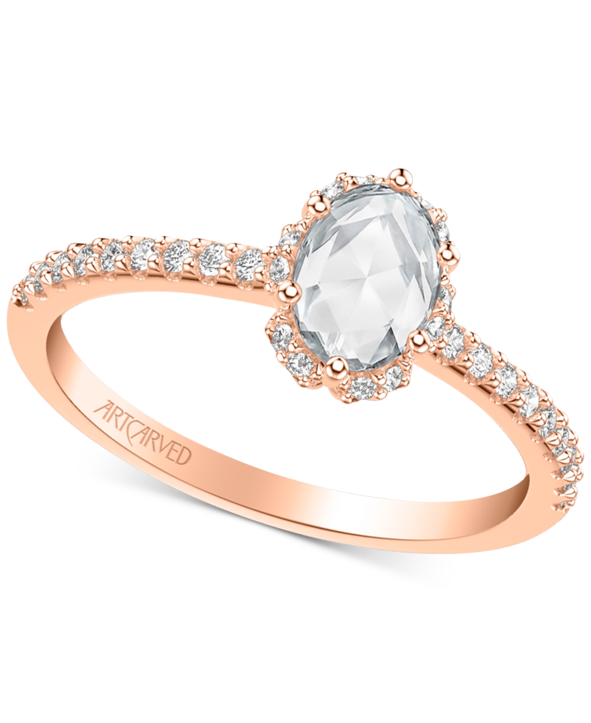 Artcarved Art Carved Diamond Rose-Cut Halo Engagement Ring (5/8 ct. t.w.) in 14k White, Yellow or Rose Gold