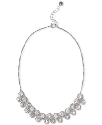 Photo 1 of Charter Club Silver-Tone Crystal Halo Cluster Statement Necklace, 17" + 2" extender, 