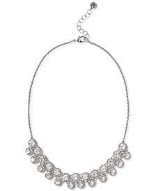 Silver-Tone Crystal Halo Cluster Statement Necklace, 17" + 2" extender, Created for Macy's