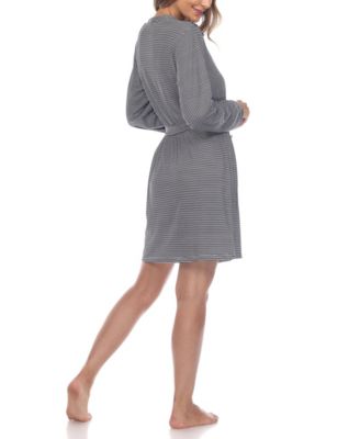Women's 3 Piece Striped Pajama Robe Set